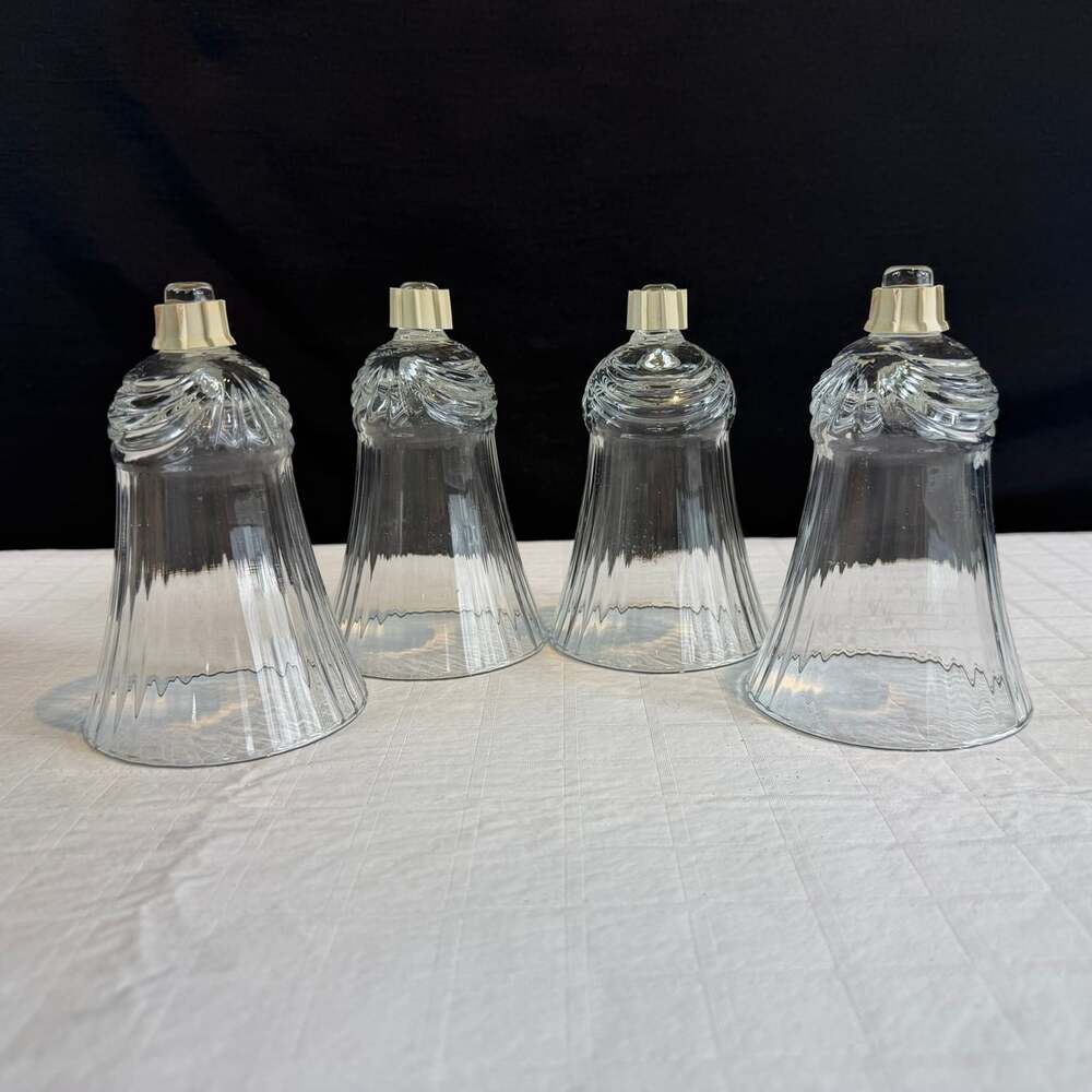 Home Interiors & Gifts Renaissance Ribbed Clear Glass Votive Cups Set of 4 USA